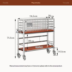 छोटे प्राचीन शैली की ट्रॉली साइड टेबल चल कॉफी टेबल फ्लोर-खड़े स्नैक भंडारण शेल्फ लिविंग रूम सोफा साइड कैबिनेट नो - Product Image 6