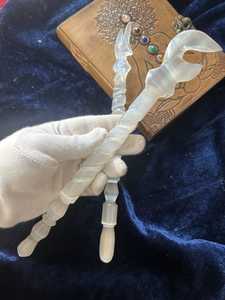 Hand-Carved Selenite Healing <b>Wand</b> Feng Shui <b>Crystal</b> Energy Tool for Chakra Balancing and Spiritual Cleansing Meditation Rituals - Product Image 2