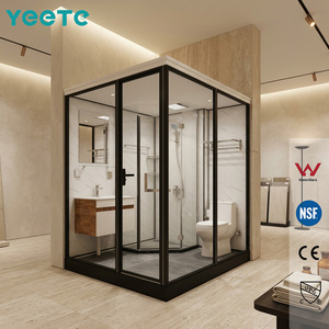Mampara de Ducha Deslizante de Ángulo Recto YEETE en Negro Mate, Vidrio Templado de 8 mm, Suministro al por Mayor, <span class=keywords><strong>Catálogo</strong></span> para Minoristas de Baños Modernos - Product Image 1