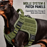 Harnais tactique robuste anti-traction pour chien K9, grande taille, en nylon avec boucle métallique, vente en gros, fabricant OEM sur mesure