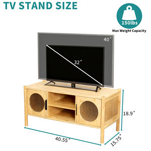 خزانة تلفزيون عصرية مخصصة من الخيزران ببابين ورفين مفتوحين - Product Image 6