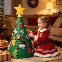 Arbre de Noël et calendrier de l'avent en feutre 3D à faire soi-même pour enfants, ensemble de décoration artisanale de Noël fait main personnalisé