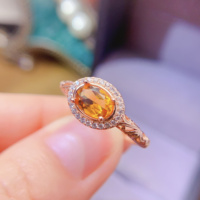 Factory Wholesale Fashion Women's 925 Sterling Silver Wedding Ring Natural Citrine Oval Cut for Engagement Wedding Gift Low MOQ
