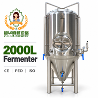Cuve de fermentation conique à double enveloppe de 1000 L en acier inoxydable de qualité alimentaire pour usine de boissons