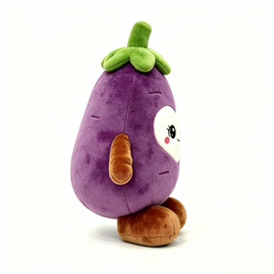 Customized Soft Fluffy <b>Vegetable</b> Stuffed Animal with Smiling Face & Limbs, Fluffy eggplant stuffed animal - Product Image 2