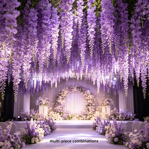Guirnaldas de flores artificiales de glicinia, plantas colgantes de plástico, paquete de varias piezas para decoración de pared - Product Image 2