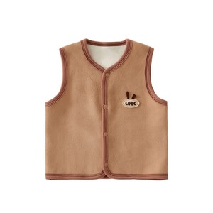 Chaleco con forro polar para niños, ropa interior cálida de color sólido para otoño e invierno, para niños y niñas - Product Image 5