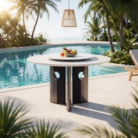 Ensemble de table à manger de luxe moderne pour hôtel, table haute en marbre blanc, table en pierre naturelle, mobilier de maison, table à manger ronde en marbre