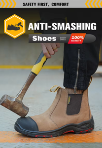 Botas de Seguridad para Hombre, Sin Cordones, Antideslizantes, de Piel Nubuck y Crazy Horse, Sin Metal - Product Image 2