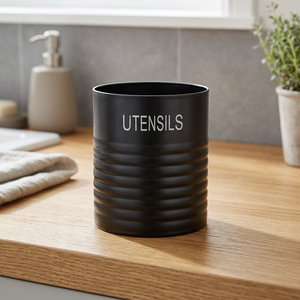 Porte-outils de cuisine lourd de qualité supérieure en acier inoxydable de couleur noire avec un design classique élégant - Product Image 2