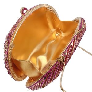 Bolso de Mano Elegante para Mujer con Pedrería Floral, Bolso de Noche con Cristal de Loto 3D, Correa de Cadena Metálica, Bolso Tipo Clutch para Cócteles - Product Image 3