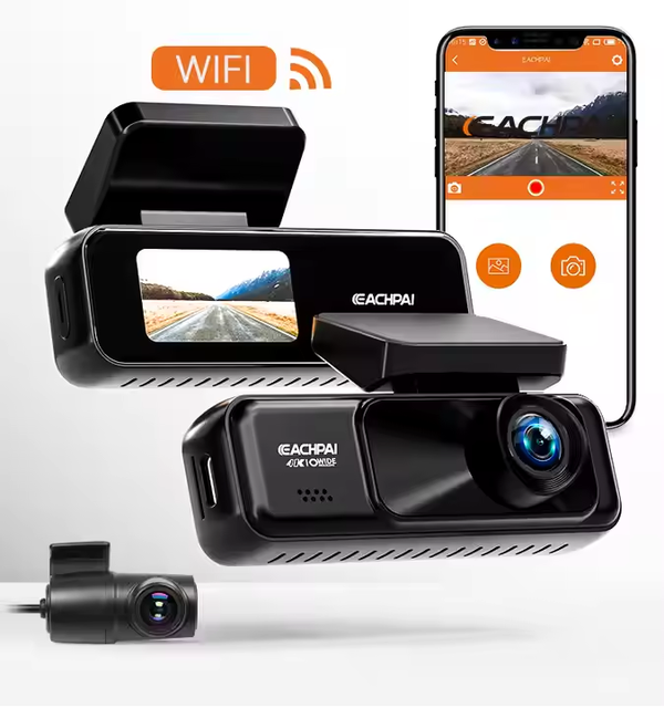 New Dash Cam with Wifi Dual Cameras Gps Qhd Park Mode Support Acc Hardwire