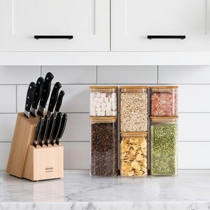 Pote de Vidro Borossilicato Quadrado com Tampa de Bambu, Vedação de Silicone Hermética, Vários Tamanhos, Livre de BPA, Seguro para Congelador, Recipiente para Armazenamento de Alimentos na Cozinha - Product Image 6