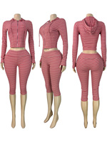 Ensemble de shorts deux pièces imprimés à rayures colorées pour femmes, tenues à capuche courtes, nouvelle collection 2027