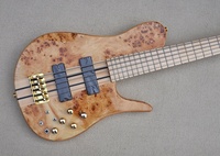 Guitare basse électrique Flyoung 5 cordes en bois naturel, manche traversant le corps