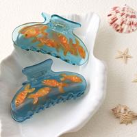 Pince à cheveux YJL 9CM motif aquarium, en acétate, transparente, couleur unie, créative, vente en gros