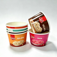 Gobelet et bol à glace en papier à paroi simple, biodégradable, écologique, jetables, avec couvercle, impression de logo personnalisée