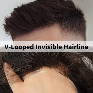 Topunique - Tupé de Cabello Remy Brasileño para <span class=keywords><strong>Hombre</strong></span>, 90% Cabello Natural, Ultrafino de 0.03mm, Hecho a Mano, Sin Nudos, con Base de PU de 10x8 Pulgadas - Product Image 3