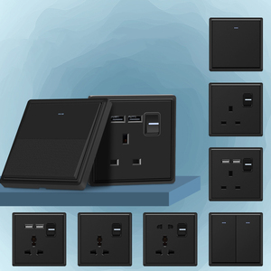 LX Panneau de prises multifonctionnel en plastique ultra-mince gris standard britannique 86 <span class=keywords><strong>Interrupteur</strong></span> mural électrique vintage <span class=keywords><strong>avec</strong></span> intégration USB - Product Image 2