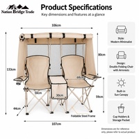 Chaise pliante double moderne pour camping, jardin, loisirs, pêche, plage, chaise de réalisateur, portable, durable, écologique