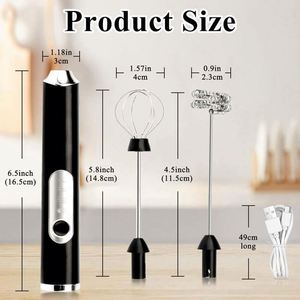 Rechargeable <b>Milk</b> Frother Handheld for Coffee,3 Speeds Frother Wand,Coffee Frother With 2 Heads - Product Image 4