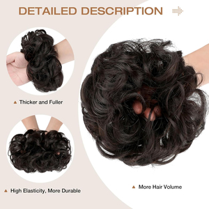 Piezas de pelo de <span class=keywords><strong>moño</strong></span> desordenado-<span class=keywords><strong>moño</strong></span> de Pelo elástico rizado ondulado grande Scrunchies extensiones de cola de caballo <span class=keywords><strong>moño</strong></span> sintético postizos para mujeres - Product Image 4