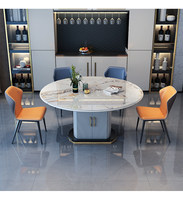 Table à manger moderne en bois massif pour 6 personnes, ronde, avec rangement, idéale pour salle à manger ou hôtel