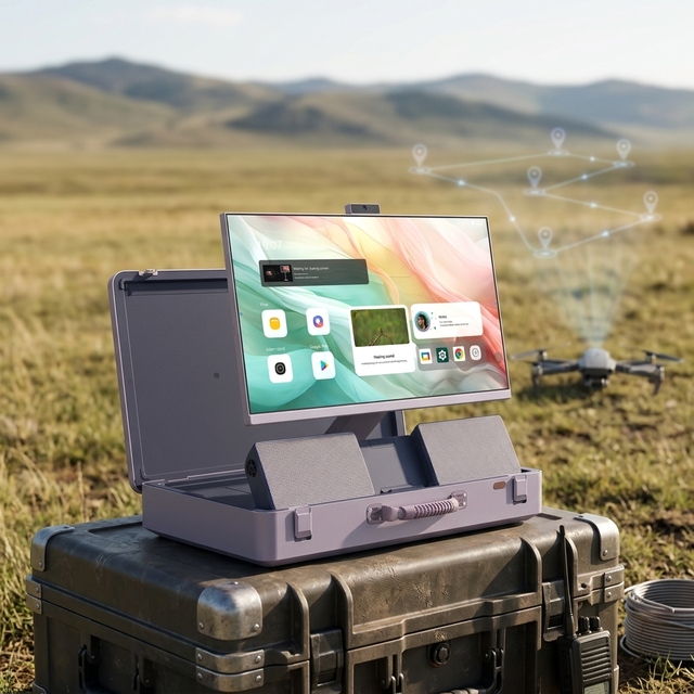 27 Inch Portable TV Suitcase Design Android 15 Smart TV 1080P Touch Screen WiFi 12 Hours Battery with Stand for Advertising