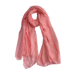 Sciarpa Lunga in Cotone TR Angelina 70x180cm con Righe Verticali e Lamina d'Oro, Accessorio Moda Donna - Product Image 1