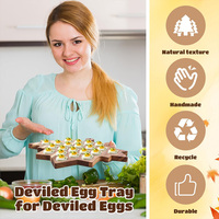 Nouveau Produit : Plateau à œufs farcis en bois à 21 trous, motif feuilles d'érable, pour comptoir et fêtes