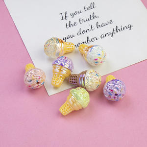 Cuentas de resina Lucite de agujero recto multicolor sueltas hechas a mano para accesorios de cadena de teléfono móvil DIY para diseños temáticos de helados - Product Image 1