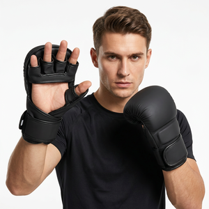 Guantes de Boxeo Unisex BST con Correa de Muñeca Ajustable, Cierre de Velcro, Interior de Algodón y Gel, Medios Dedos Descubiertos - Equipo Deportivo Protector - Product Image 3