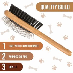 Cepillo de Bambú de Doble Cara Personalizado al por Mayor para el Cuidado de Perros de Pelo Largo, Peine de Madera para Mascotas - Product Image 3