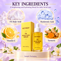Sérum Visage Végétalien Éclaircissant, Hydratant, Blanchissant et Raffermissant à 1% d'Acide Kojique, Vitamine C et Acide Hyaluronique, Marque Blanche, OEM ODM, Soins de la Peau