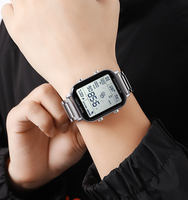 Jam Tangan Digital Pria Mewah dengan Fitur Penghitung Langkah dan Kalori, Tali Silikon, Warna Rose Gold, Bentuk Persegi, untuk Olahraga dan Kebugaran, Tahan Air 30 Bar