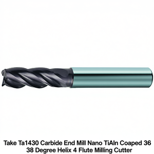 Fresa de carburo Ttake Ta1430 con recubrimiento Nano TiAln, helicoidal de 36-38 grados, 4 filos - Product Image 2