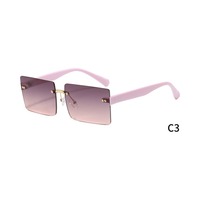 FANTESI 3 pièces Lunettes de soleil polarisées carrées sans monture, rectangulaires, transparentes, unisexes (couleur aléatoire)
