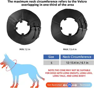 수술 후용 도그 콘 칼라, 개를 위한 부드러운 애완 동물 회복 고리, 대형 중형 소형견을 위한 컴포트 콘 보호 고리