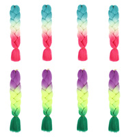 Parrucche Dreadlock Tricolore e Quadricolore Resistenti al Calore, Locs Sintetici per Trecce con Effetto Sfumato Yaki Jumbo