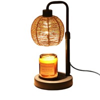 Lampe de table en rotin et lin, sans fumée, avec variateur de lumière, lumière d'ambiance, style européen et américain, lampe rétro