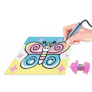 女の子のウールの描画DIY手作りおもちゃの絵画キット糸通し編み物織りスケッチパッドおもちゃスクラッチスティック付きアートクラフト