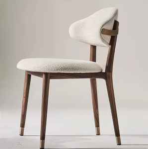 Chaise de salle à manger moderne de luxe avec cadre en bois massif et design portable en tissu pour appartement, maison, bureau et cuisine - Product Image 5