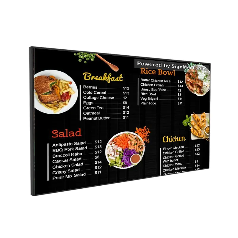 Custom LCD digital signage ordering brand smart split screen display wall mounted advertising player restaurant