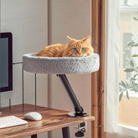Lit pour chat moderne en acier inoxydable massif avec perchoir, tapis respirant amovible et lavable pour animaux de compagnie, pour usage au bureau, emballé en boîte