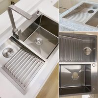 Nouvelle arrivée Lavabo balcon ménage en acier inoxydable 304 évier à linge avec lavabo à planche à laver