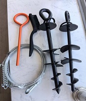 Kit de anclaje a tierra, gancho de anclaje resistente de hélice ancha de 3 "con eje de acero sólido para columpio, toldos de tienda de campaña