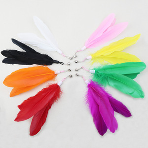 Jouet pour chat en forme de cloche avec plumes multicolores, tête remplaçable, amusant et résistant aux griffures et aux morsures, jouet pour animaux de compagnie en plumes. - Product Image 3