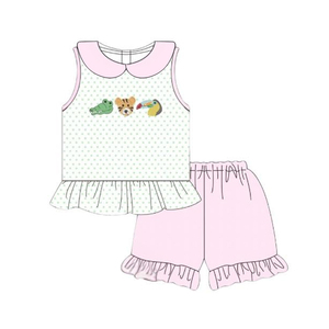 GSSO2766 Ensemble à manches longues personnalisé pour petites filles actives imprimé animaux à pois roses tenues western pour enfants en gros pour filles - Product Image 1
