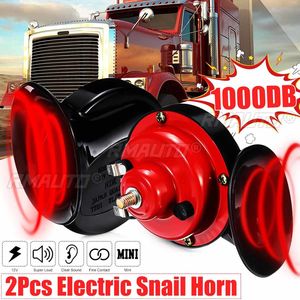 2 klaxons pneumatiques 120 dB pour voiture, klaxon électrique 12 V en forme d'escargot, alarme sonore puissante pour bateau, moto, klaxon de voiture à double tonalité, signal sonore puissant - Product Image 1