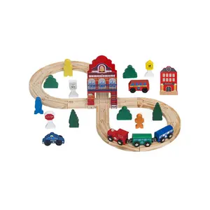 Wooden track train magnetic mini train assembly track children's puzzle assembly track train toy box